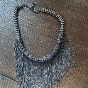 Statement fringe necklace with rhinestones